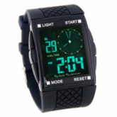 Relógio Dial Square faixa plástica Sports Watch (Preto)