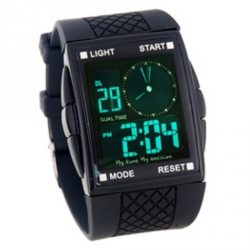 Relógio Dial Square faixa plástica Sports Watch (Preto)